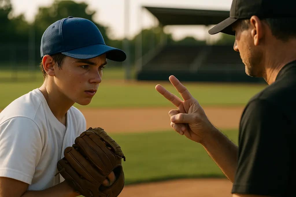 young Texas pitchers warming up with a coach on a sunny youth baseball field