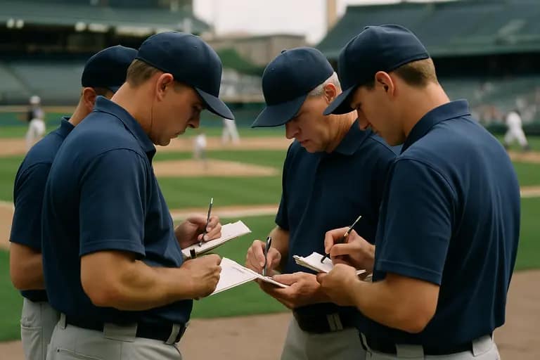 High school baseball team practicing defensive alignment on a Texas field