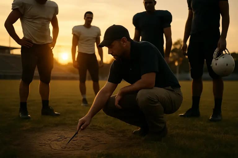 Coach writing a baseball practice plan on a clipboard beside the dugout
