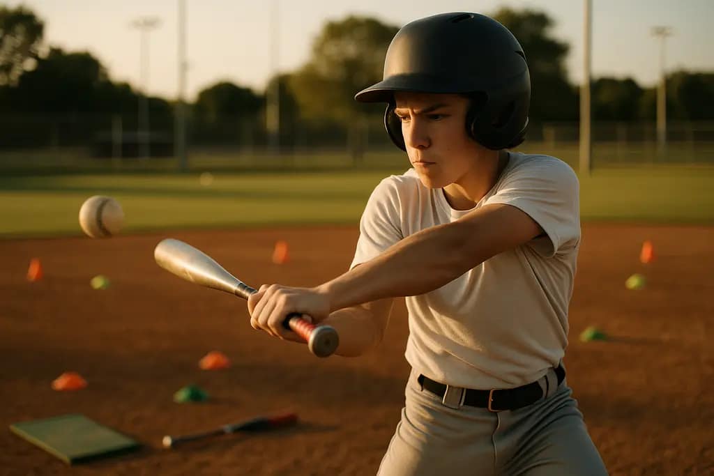 Perfect Game Texas youth players taking batting practice on a sunny field