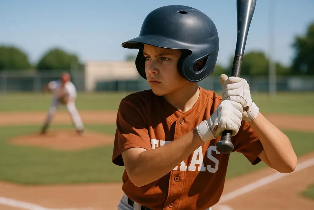 Texas Baseball Tournaments players warming up before a youth game in Texas