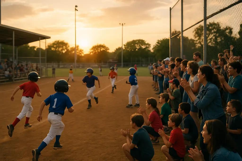 Texas Baseball Tournaments families gathering near youth fields before games