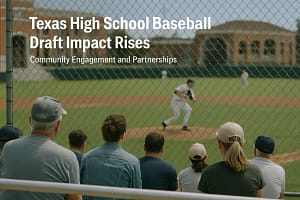 Texas high school baseball players warming up before a summer game