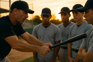 Five Tool Texas players warming up before a youth baseball tournament in Texas