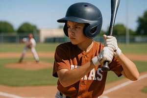 Texas Baseball Tournaments players warming up before a youth game in Texas