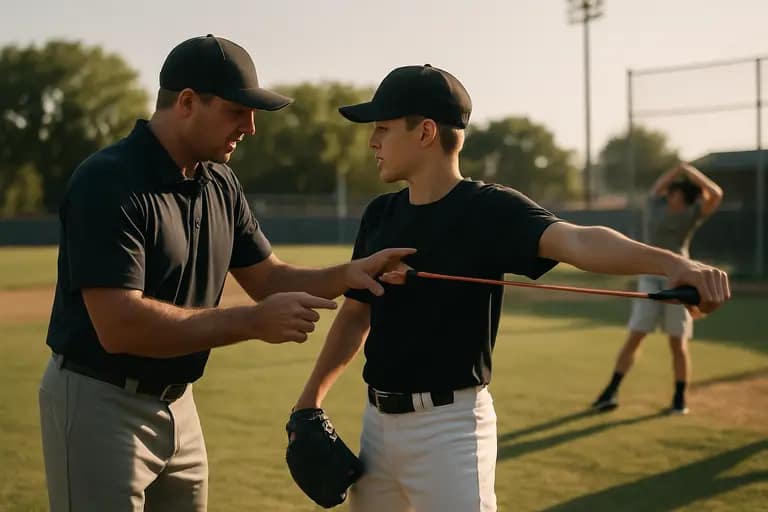 High school pitcher throwing a focused bullpen session with a catcher set low
